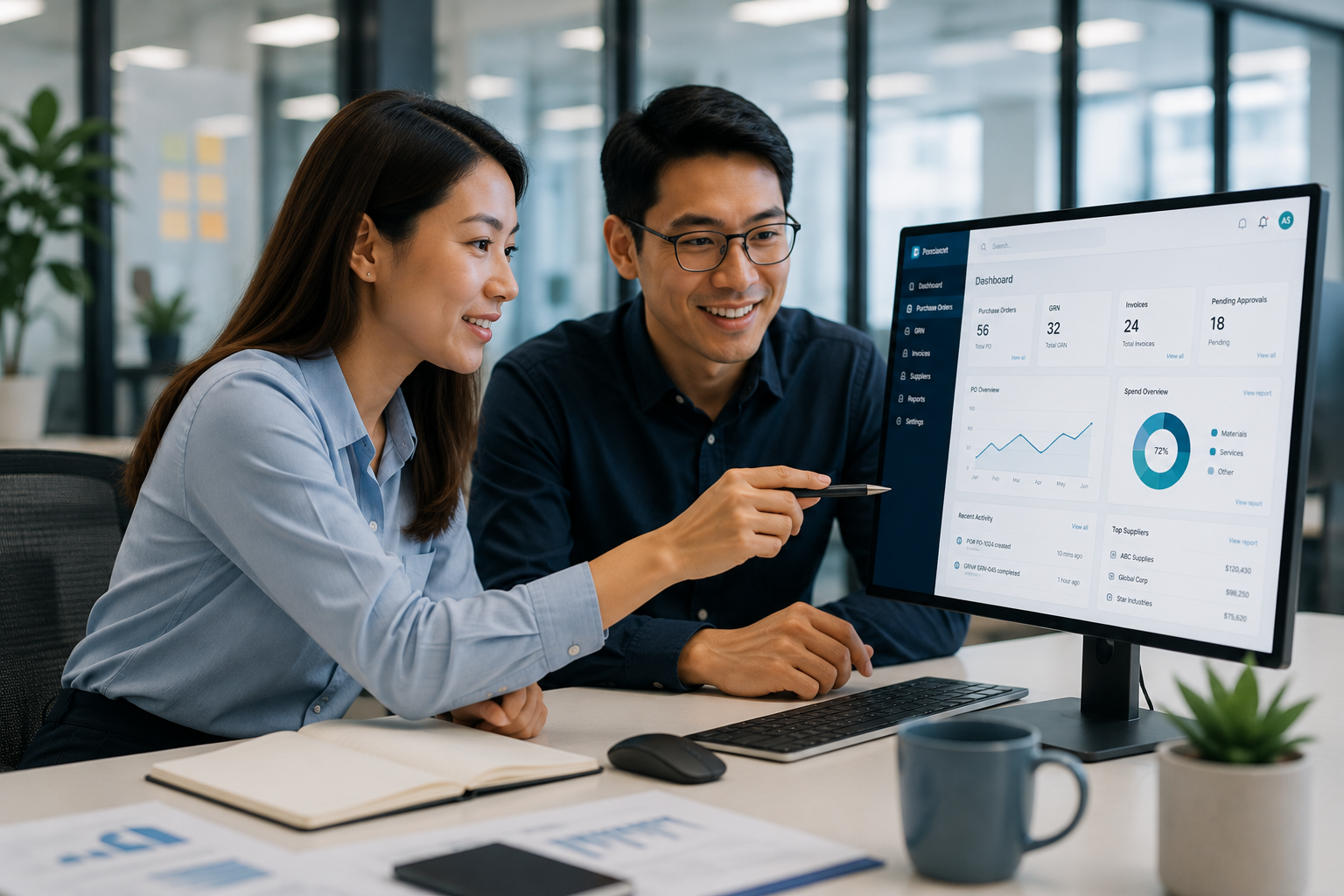 Procurement professionals collaborating